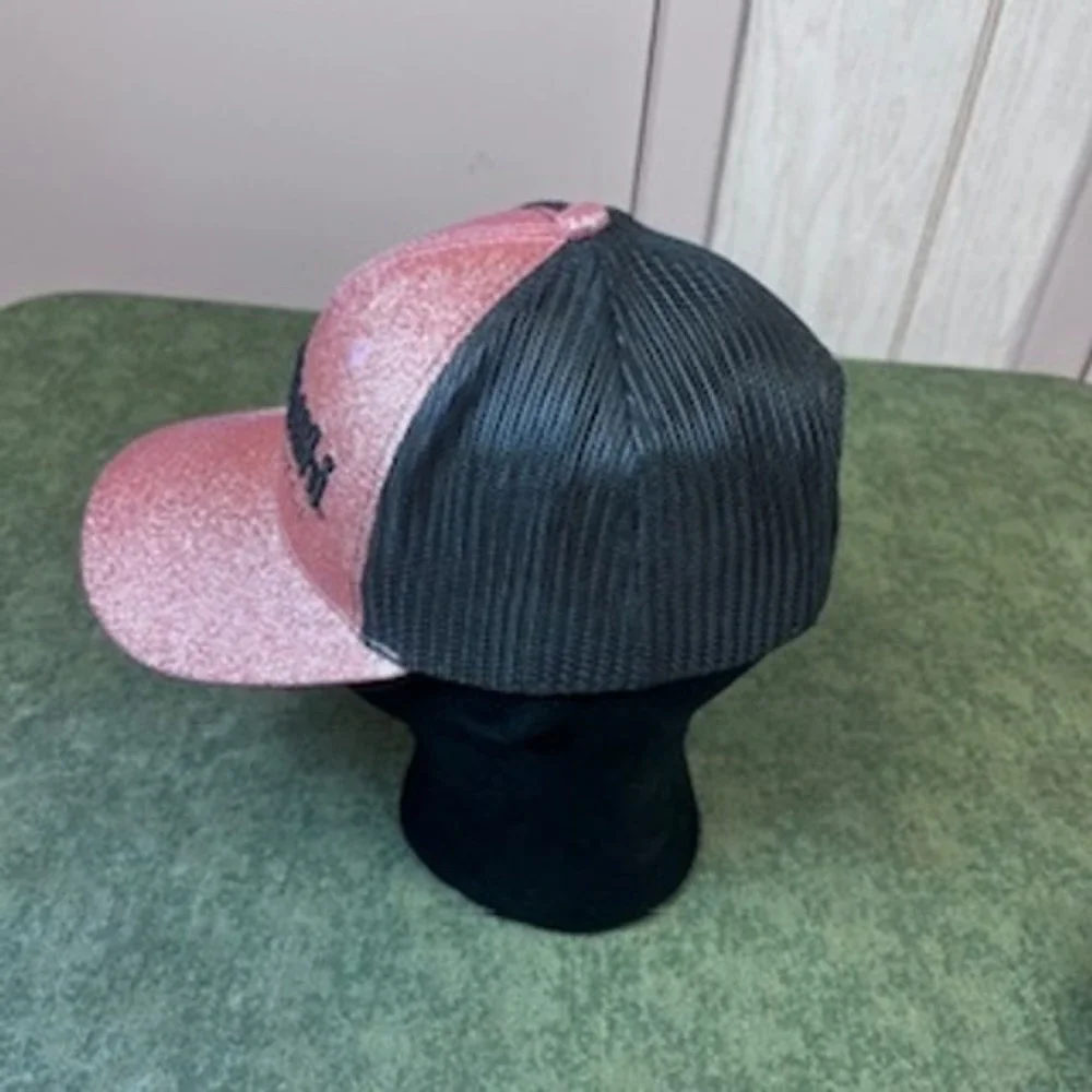 Biba Dushi Glitter Trucker Hat Pink Black‎ Mesh Snapback Youth Adult